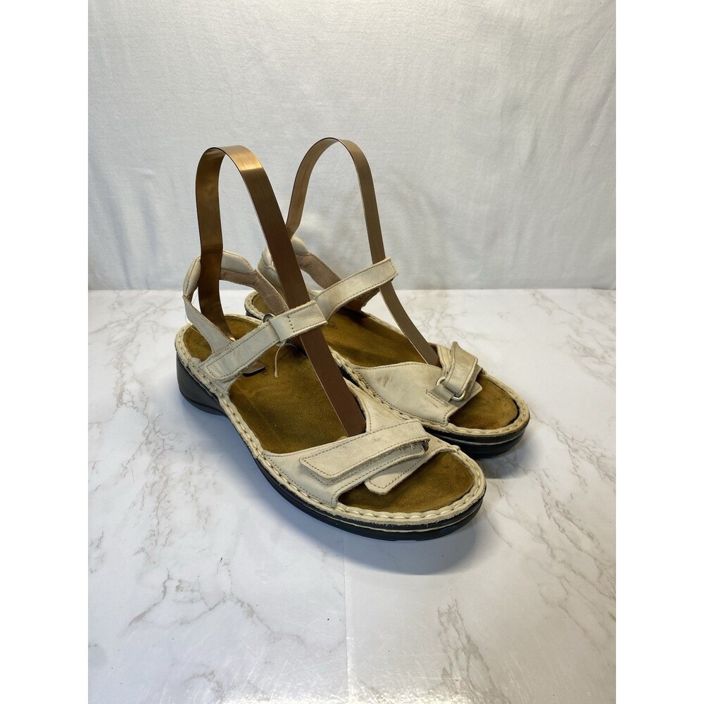 NAOT Womens Cream Leather  Open Toe Strappy Sandals Size 39/8